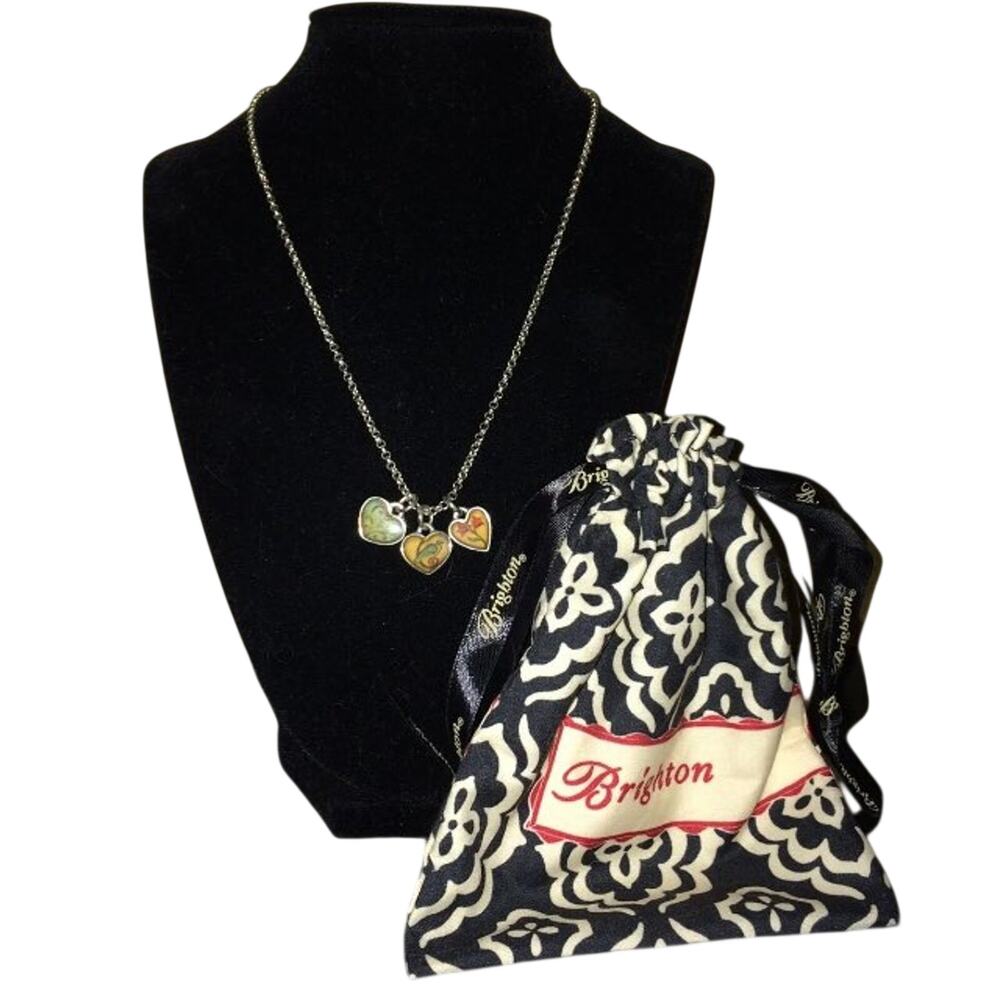 Brighton Piccadilly Necklace 3 Heart Passion Embrace Life Gratitude Reversible